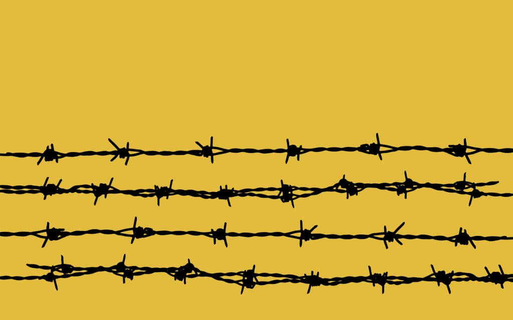 barbed wire on yellow